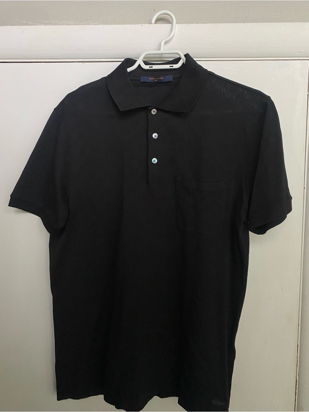 "Authentic Louis Vuitton Half Damier Pocket Polo Shirt - Black"